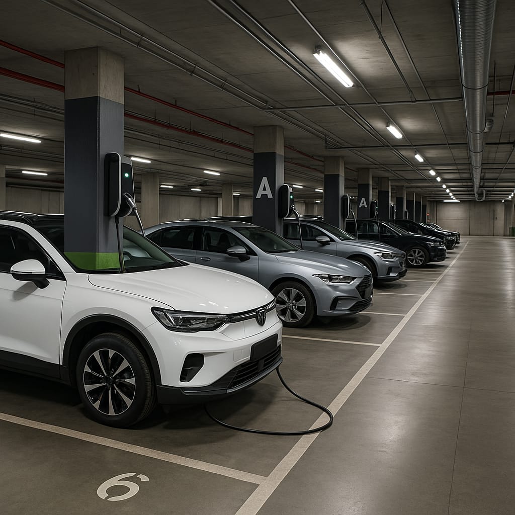 Elektroautos in Tiefgaragen: Brandgefahr, Recht & Laden