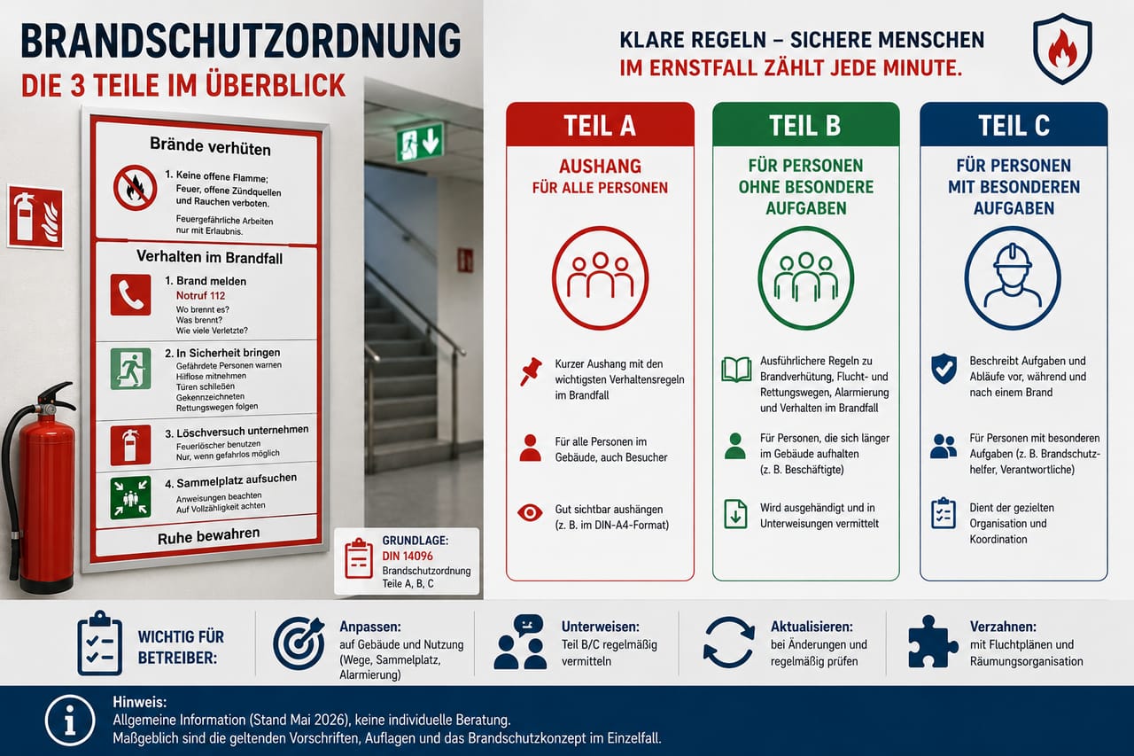 Brandschutzordnung nach DIN 14096: Teile A, B und C erklärt