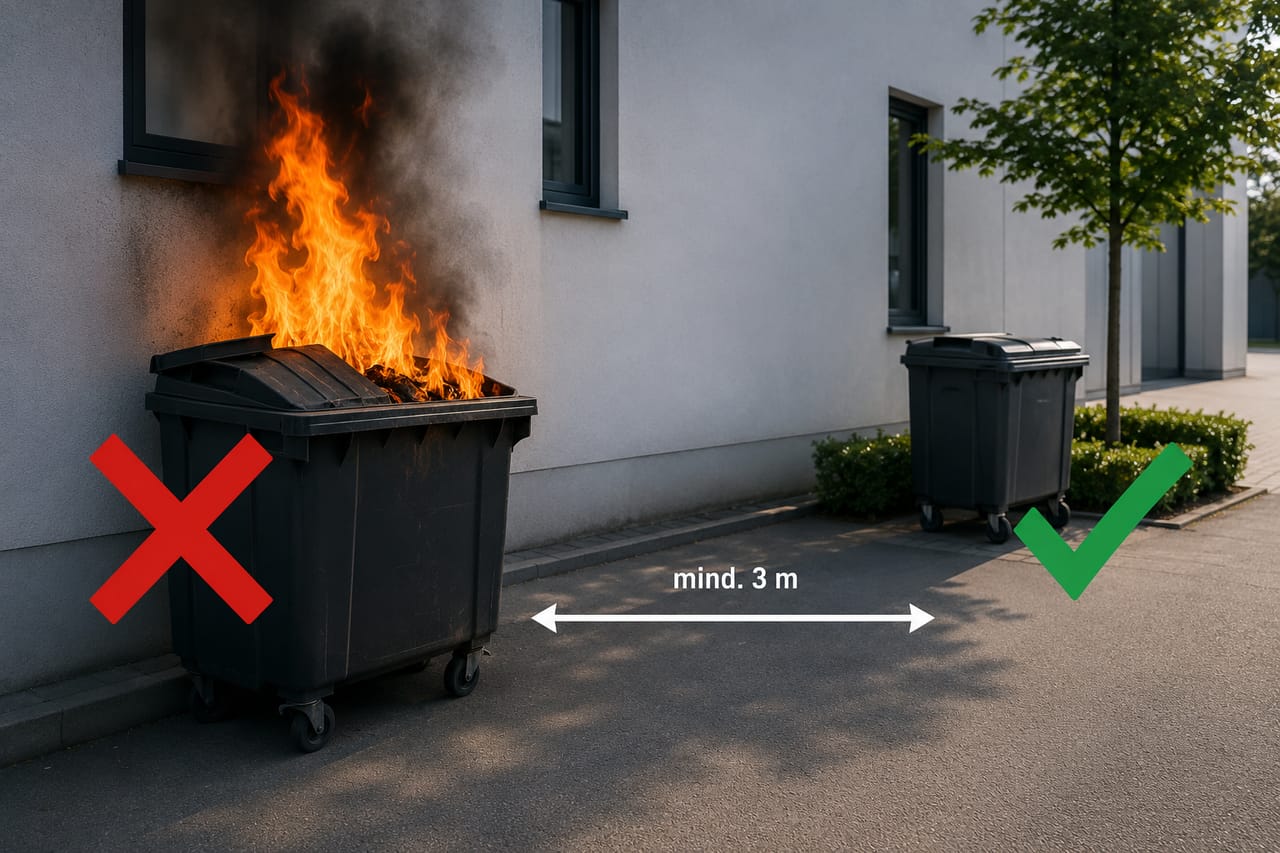 Brennbare Materialien an Außenfassaden: Mülltonnen & Co. sicher lagern